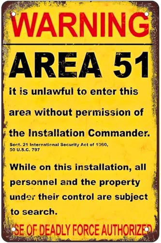 Area 51 Warnschild aus Metall, Warnschild für Zuhause, Outdoor, Garten, 20,3 x 30,5 cm von Bailiers