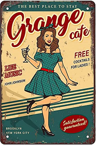 Pin Up Girl Vintage Metall-Blechschild für Männer und Frauen, Wanddekoration für Bars, Restaurants, Cafés, Pubs, 30,5 x 20,3 cm von Bailiers