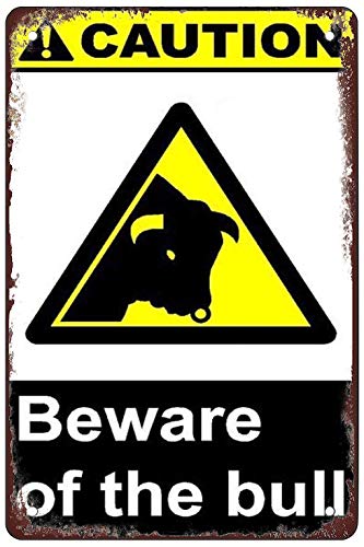 Warnschild "Beware Of The Bull", Metall-Blechschild, Warnschild, Sicherheitsschilder für Zuhause, Outdoor, Garten, 20,3 x 30,5 cm von Bailiers