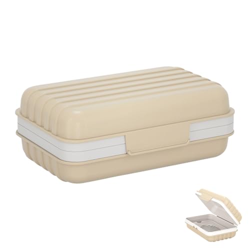 Bailinks Soap Dish with Draining Tray, Waterproof Soap Box for Bathroom, Travel, and Camping, and Mist Blue Options, Detachable Tray Prevents Soap from Soaking, Easy to Clean (Aprikosengelb) von Bailinks