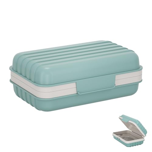 Bailinks Soap Dish with Draining Tray, Waterproof Soap Box for Bathroom, Travel, and Camping, and Mist Blue Options, Detachable Tray Prevents Soap from Soaking, Easy to Clean (Nebelblau) von Bailinks