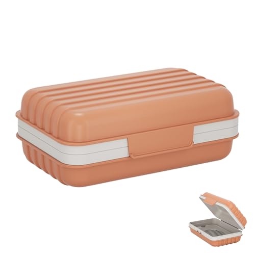 Bailinks Soap Dish with Draining Tray, Waterproof Soap Box for Bathroom, Travel, and Camping, and Mist Blue Options, Detachable Tray Prevents Soap from Soaking, Easy to Clean (Orange) von Bailinks