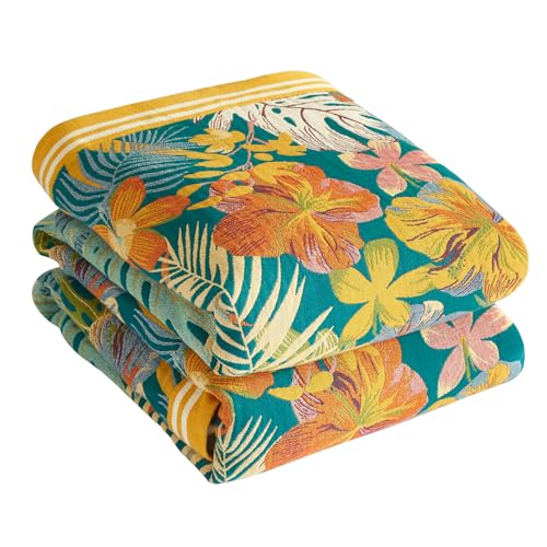 Bailix Premium Boho Tagesdecke 100% Baumwolle Kuscheldecke Doppelseitige Musselin Boho Decke 150x200cm, Kuschelige Sofadecke & Bettüberwurf, Patchworkdecke, Sommedecke für Wohnzimmer Grün/Orange von Bailix