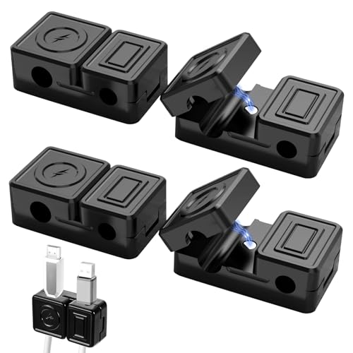 4 Stück Magnetic Cable Clips mit Klebestreifen, Ladekabel Magnetische Kabel Organizer Lagerung Halter, Kabelhalter Selbstklebend Kabel Organizer Selbstklebend für Schreibtisch (Schwarz) von Bailtouk
