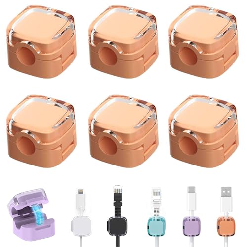 6 Stück Magnetic Cable Clips mit Klebestreifen, Ladekabel Magnetische Kabel Organizer Lagerung Halter, Kabelhalter Selbstklebend Kabel Organizer Selbstklebend für Schreibtisch (Orange) von Bailtouk