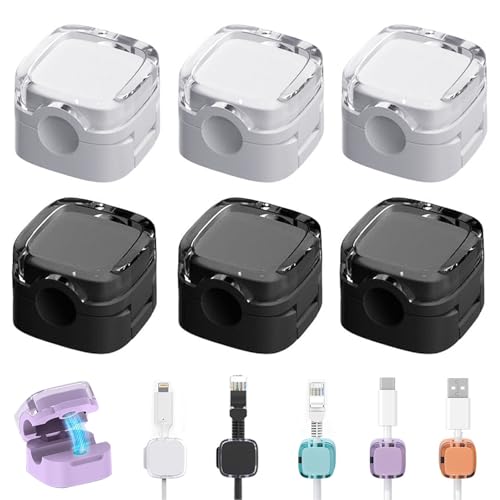 6 Stück Magnetic Cable Clips mit Klebestreifen, Ladekabel Magnetische Kabel Organizer Lagerung Halter, Kabelhalter Selbstklebend Kabel Organizer Selbstklebend für Schreibtisch (Schwarz & Weiß) von Bailtouk