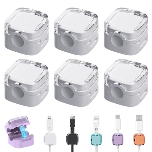Bailtouk 6 Stück Magnetic Cable Clips mit Klebestreifen, Ladekabel Magnetische Kabel Organizer Lagerung Halter, Kabelhalter Selbstklebend Kabel Organizer Selbstklebend für Schreibtisch (Weiß) von Bailtouk