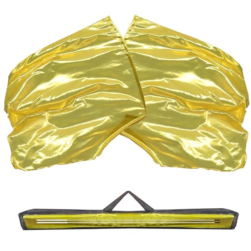 Baisdan 130 x 114 cm große Anbetungsflaggen für Tanzkirche, Lob Tanzfahnen für Anbetung, Anbetungsflagge mit flexiblen Stäben und Tragetasche, 2 Stück, Gold von Baisdan