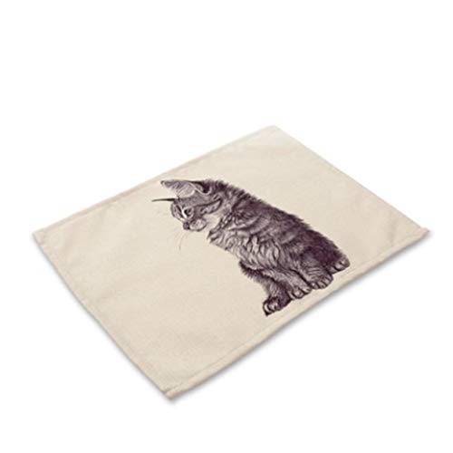 Baisheng Baumwolle Leinen Tischsets 2er SetSüßes Tier Platzset(2er Platzsets-Katze 2) von Baisheng