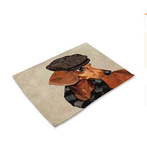 Baisheng Baumwolle Leinen Tischsets 4er SetCartoon Tiere Platzset(4er Platzsets-Dackel 10) von Baisheng