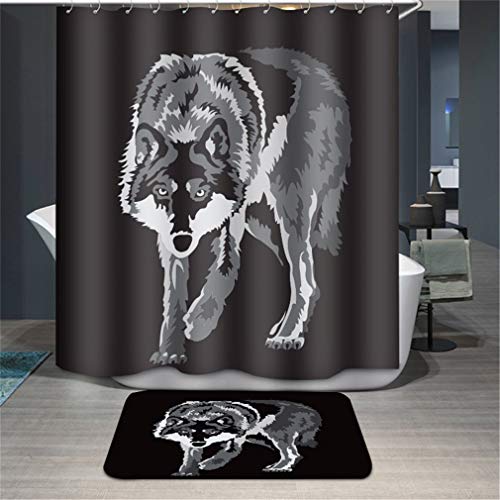 Baisheng Duschvorhang, wasserdicht, schimmelresistent, waschbarer Badvorhang, Stoff, 3D, schimmelresistent, Hungry Wolf Legend Print, 100 x 180 cm von Baisheng