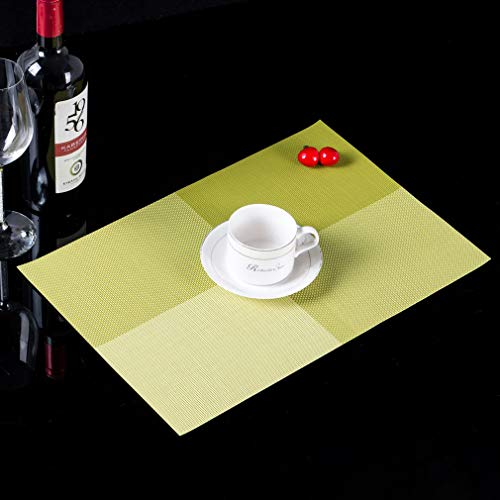 Baisheng Im japanischen Stil Platzsets Crossweave Woven Vinyl Abwaschbar Hitzebeständig Tischsets Rutschfest Schmutzabweisend Platzdeckchen für Küchentisch(4pcs Platzsets-Grün) von Baisheng