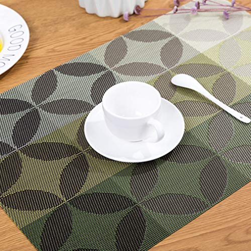 Baisheng Kupfergeld drucken Platzsets Crossweave Woven Vinyl Abwaschbar Hitzebeständig Tischsets Rutschfest Schmutzabweisend Platzdeckchen für Küchentisch(1pc Platzset-Grün) von Baisheng