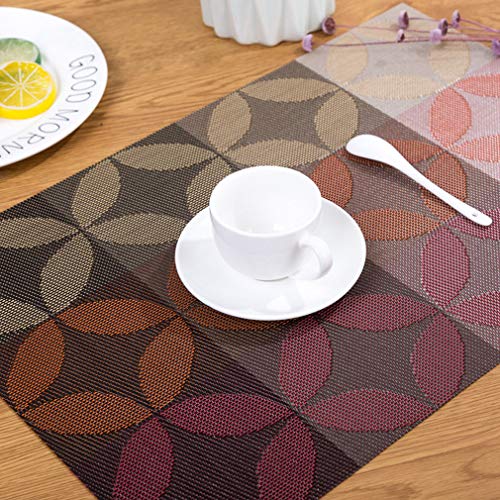 Baisheng Kupfergeld drucken Platzsets Crossweave Woven Vinyl Abwaschbar Hitzebeständig Tischsets Rutschfest Schmutzabweisend Platzdeckchen für Küchentisch(1pc Platzset-Rot) von Baisheng