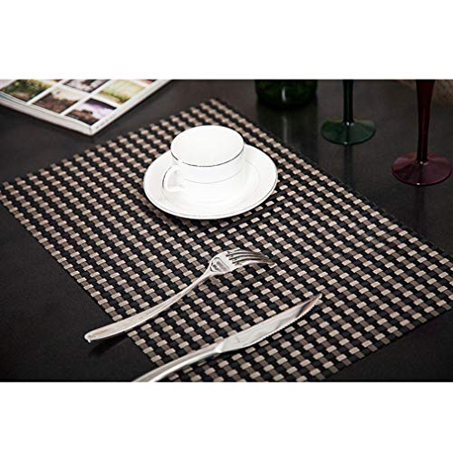 Baisheng Platzset Gitter Crossweave Woven Vinyl Rutschfeste Fleckenfeste Tischset Waschbare Tischsets(6pcs Platzsets -Schwarze Asche) von Baisheng