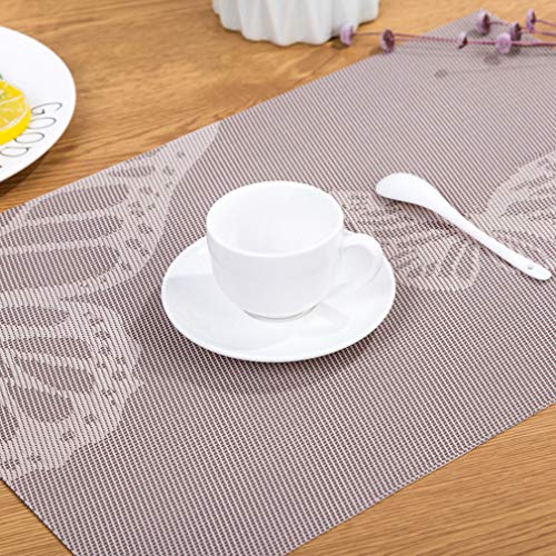 Baisheng Schmetterlingsdruck Platzsets Crossweave Woven Vinyl Abwaschbar Hitzebeständig Tischsets Rutschfest Schmutzabweisend Platzdeckchen für Küchentisch(1pc Platzset-Grau) von Baisheng