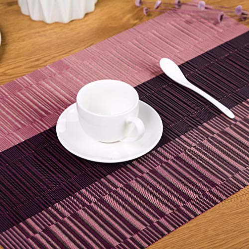 Baisheng Vertikale Streifen Platzsets Crossweave Woven Vinyl Abwaschbar Hitzebeständig Tischsets Rutschfest Schmutzabweisend Platzdeckchen für Küchentisch(1pc Platzset-Rot) von Baisheng