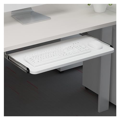 Baitang Tastaturschublade Unter Dem Schreibtisch, Desktop-Tastaturablage 25cm Breit, Computer-Schublade für Heim und Büro, Weiß (Size : 52x25cm(20x10inch)) von Baitang