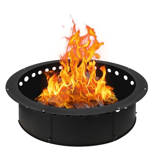 Baitedelai Rauchfreier Feuerschalenring für den Außenbereich, 86,4 cm Außendurchmesser, robuster runder Metalleinsatz für Lagerfeuer oder Lagerfeuerring, über oder im Boden von Baitedelai