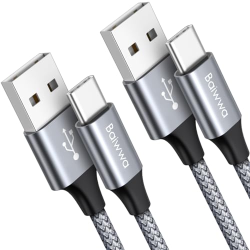 Baiwwa 2-Stück 1.5m USB C Kabel, 3A Ladekabel USB C Schnellladekabel für Samsung Galaxy S24 S23 S22 S21 S20 S10 S9 S8 Plus, A14 A13 A15 A55 A54 A53, usw-Grau von Baiwwa