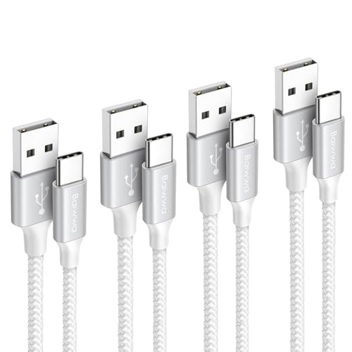 Baiwwa USB A auf USB C Ladekabel 0.3M+ 1M +1.5M +3 M, 4Stück USB Typ C Kabel für Samsung Galaxy S24 S23 Plus, PS5 Controller, Switch, Tablett -Weiß von Baiwwa