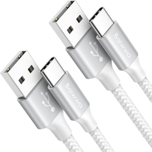 Baiwwa USB C Kabel 1.5M, 2Stück Ladekabel USB auf USBC, USB A auf USB C Kabel Schnellladekabel für iPhone 16/15, Samsung Galaxy S24 S23 Plus A25 A35 -Weiß von Baiwwa