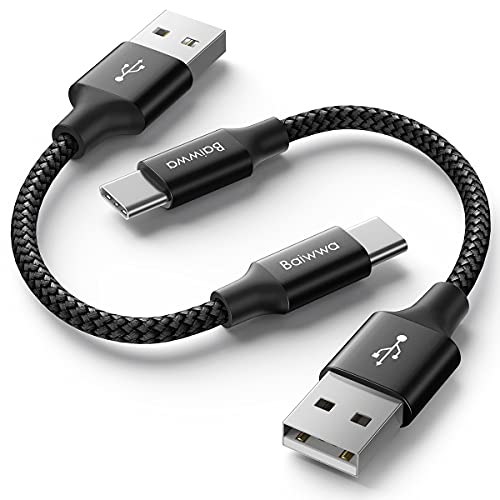 Baiwwa USB C Kabel Kurz 30CM, 2Stück USB A auf USB C Ladekabel Kurz für Samsung Galaxy S25 S24 S9 S8 Plus A16 A15 A56 A35, für iPhone 15/16, Redmi -Schwarz von Baiwwa