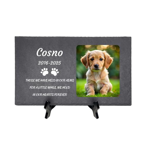 Baixtuo Personalisiertes Haustier Gedenktafel - Katzen und Hunde-Gedenkgeschenk- Wetterfeste Erinnerungsplakette mit Namen, Foto & Datum. (Stil 01) von Baixtuo