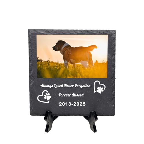 Baixtuo Personalisiertes Haustier Gedenktafel - Katzen und Hunde-Gedenkgeschenk- Wetterfeste Erinnerungsplakette mit Namen, Foto & Datum. (Stil 010) von Baixtuo