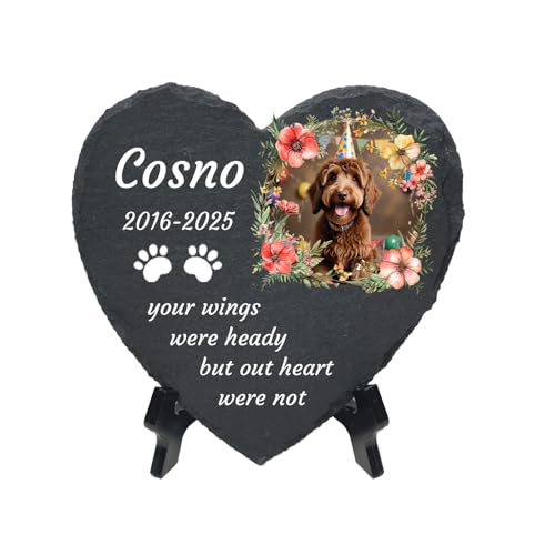 Baixtuo Personalisiertes Haustier Gedenktafel - Katzen und Hunde-Gedenkgeschenk- Wetterfeste Erinnerungsplakette mit Namen, Foto & Datum. (Stil 06) von Baixtuo