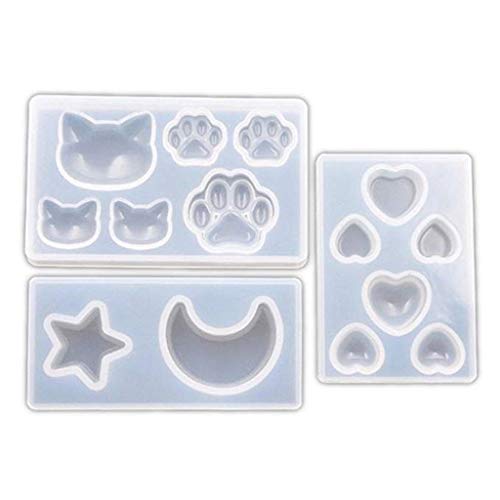 Baiyao 3 Pcs DIY Mond Stern Katze Klaue Liebe Herz Silikon Harzform Für Schmuckherstellung Epoxidharz Gießformen Für DIY Handwerk von Baiyao