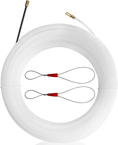 Einziehband 20m*4mm Nylon Drahtzieher mit 2 Führungsfeder, Elektrischer Drahteinfädler zum Wandkabelabzieher, Kabelabzieher zum Einführen und Herausziehen von Kabeln von Baiyuanli