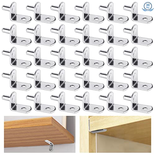 Regalbodenträger 30 Stück 5mm Regalträger Stützen Einlegeboden Halter mit Loch Vernickelte Regalstifte L Form Metall Regalträger Regalbodenhalter für Möbelschrank Bücherregal Küchenschrank (Silber) von Baiyuanli