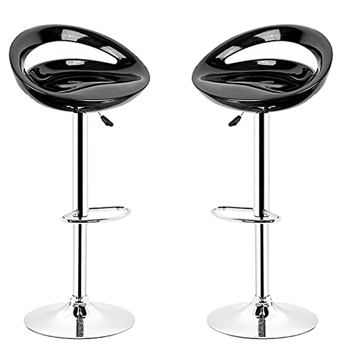 Baiyun Barhocker mit Lehne 2er Set, Plastik Sitz hocker Höhenverstellbar, Metall Barstuhl Basis mit Fußstütze, Schwarz (2) von Baiyun