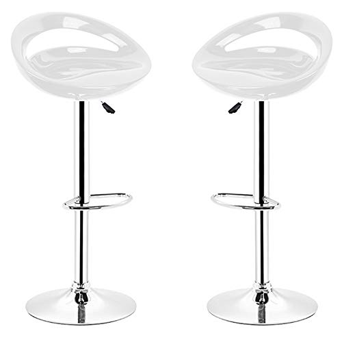 Baiyun Barhocker mit Lehne 2er Set, Plastik Sitz hocker Höhenverstellbar, Metall Barstuhl Basis mit Fußstütze, Weiss (2) von Baiyun