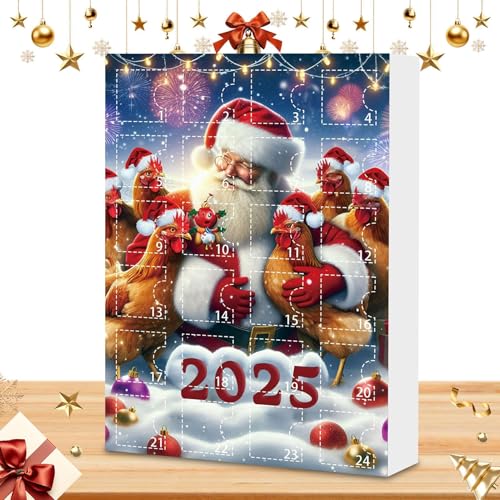 Bajbumgn Adventsschmuck - 24 Tage Hühner Countdown Kalender,Tieranhänger Acryl Huhn Figuren Deko für Christbaum Fenster Wand Tür Party Auto Spiegel von Bajbumgn