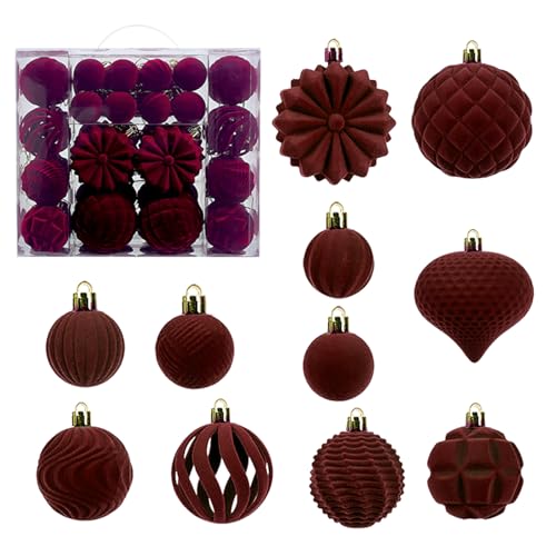 Bajbumgn Christbaumschmuck Set, Flockierte Und Bruchsichere Christbaumschmuck Kugeln, 48 Stücke Deko Für Festliche Schlafzimmer Hochzeit Wand Fenster Wohnzimmer von Bajbumgn