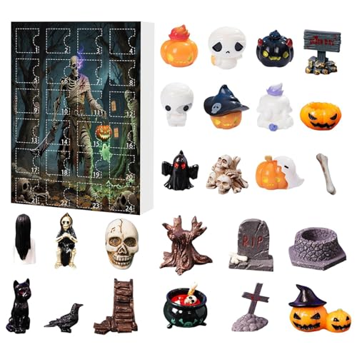 Bajbumgn Halloween Dekoration Adventskalender 2025-24 Teile Horror Totenkopf Halloween Countdown Kalender,Saisonales Deko-Set Für Kinder Teenager Familie von Bajbumgn