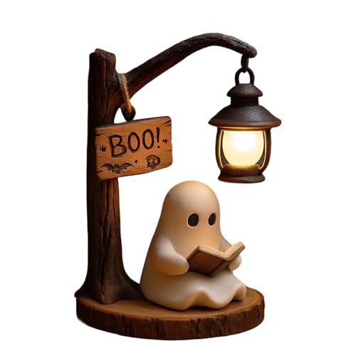 Bajbumgn Niedliche Geisters-Leselampe, Ghost Reading Book Lamp, Halloween Deko Led Geist Lampe, 3D-LED-Geisters Statue Nachtlicht, Halloween Niedliche Ghost für Leser und Buchliebhaber von Bajbumgn
