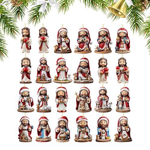 Bajbumgn Weihnachts Countdown Kalender,Weihnachts Adventskalender 24 Tage Jesus | Festlicher Schmuck Akryl Deko Für Feste Feiern Zuhause Wanddekoration von Bajbumgn