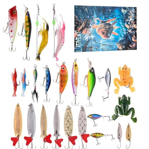 Bajbumgn Weihnachts-Köder Adventskalender - 24-Tage Countdown Kalender mit Hecht Angelködern | Hartköder Weichköder Angelzubehör Für Fluss See Teich Outdooraktivität Bajbumgn Weihnachts-Köder Adventskalender - 24-Tage Countdown Kalender mit Hecht Angelködern | Hartköder Weichköder Angelzubehör Für Fluss See Teich Outdooraktivität von Bajbumgn