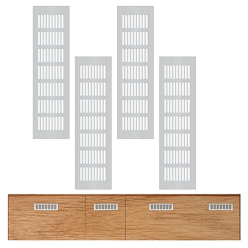 4 Stück Belüftungsgitter Aluminium, Ventilation Grille Rechteckig, Edelstahl Aluminium Lüftungsgitter, für Kleiderschrank, Schuhschrank, Anti-Schimmel und Feuchtigkeit von Bajiuxhfei