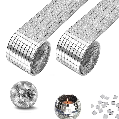 Bajiuxhfei 3200 Stück Spiegel Mosaik Fliesen Disco Kugel, Selbstklebende Mini Spiegel, Selbstklebend Echt Quadratisch Glas, Selbst Adhesive Mosaic Glas für Badezimmer, Hotel(5 mm x 5 mm) (Silbrig) von Bajiuxhfei