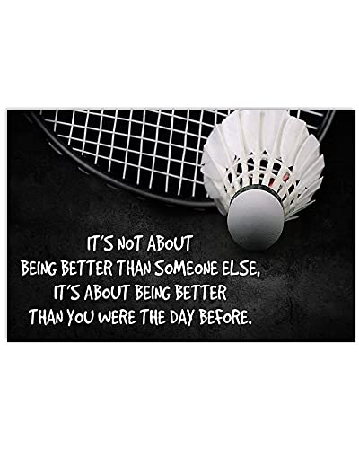 Badminton-Blechschild, Vintage, inspirierendes Poster, Badezimmer, Zimmer, Sportzimmer, Kino, Club, Familie, Zuhause, Wanddekoration, Geburtstagsgeschenk, 30,5 x 43,2 cm von Bakaevsm