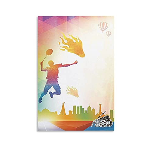 Blechschild, Vintage-Badminton-Poster, Zuhause, Schlafzimmer, Schule, Sportraum, Wissenschaft, Poster, Heimclub, Wanddekoration, Geschenk, 30,5 x 45,7 cm von Bakaevsm