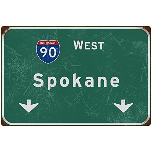 Blechschild im Vintage-Stil, West Spokane Interstate 90, Wanddekoration, Autobahn, Flughafen, Bar, Straßenschild, Zuhause, Garage, Kunst, Vintage-Wanddekoration, Geschenk, 20,3 x 30,5 cm Blechschild im Vintage-Stil, West Spokane Interstate 90, Wanddekoration, Autobahn, Flughafen, Bar, Straßenschild, Zuhause, Garage, Kunst, Vintage-Wanddekoration, Geschenk, 20,3 x 30,5 cm von Bakaevsm