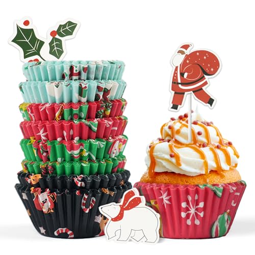 BakeChoice Weihnachts-Cupcake-Förmchen 200 Stück Mit Topper, Muffin-Förmchen Aus Lebensmittelechtem, Fettdichtem Pergamentpapier BakeChoice Weihnachts-Cupcake-Förmchen 200 Stück Mit Topper, Muffin-Förmchen Aus Lebensmittelechtem, Fettdichtem Pergamentpapier von Bake Choice