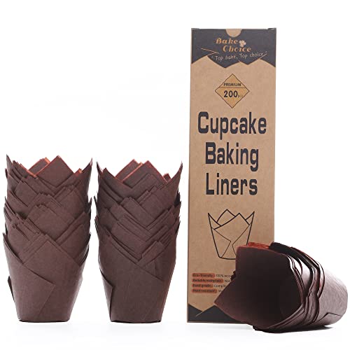 Muffinförmchen Papier Tulpen,200 Stück Standard,Nordisches & Europäisches Pergamentpapier,Muffins Papierförmchen Braun Standardgröße von Bake Choice