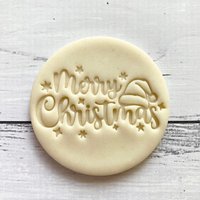 Frohe Weihnachten Mit Weihnachtsmütze Cookie Cutter & Embosser Set Frohe Weihnachten Mit Weihnachtsmütze Cookie Cutter & Embosser Set von BakeMyDesign