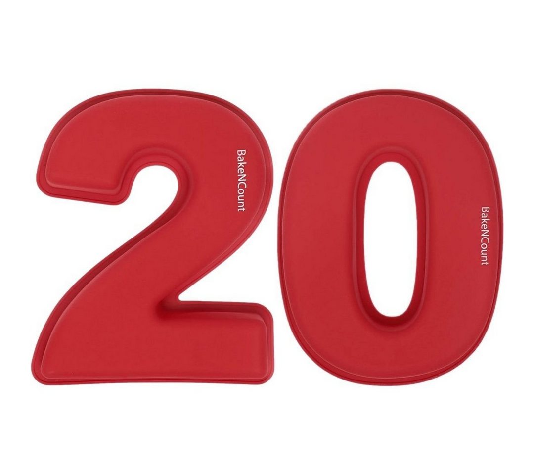 BakeNCount Backform BakeNCount Kuchen Backform-Set Zahlen 20 (2 und 0), extra Groß von BakeNCount